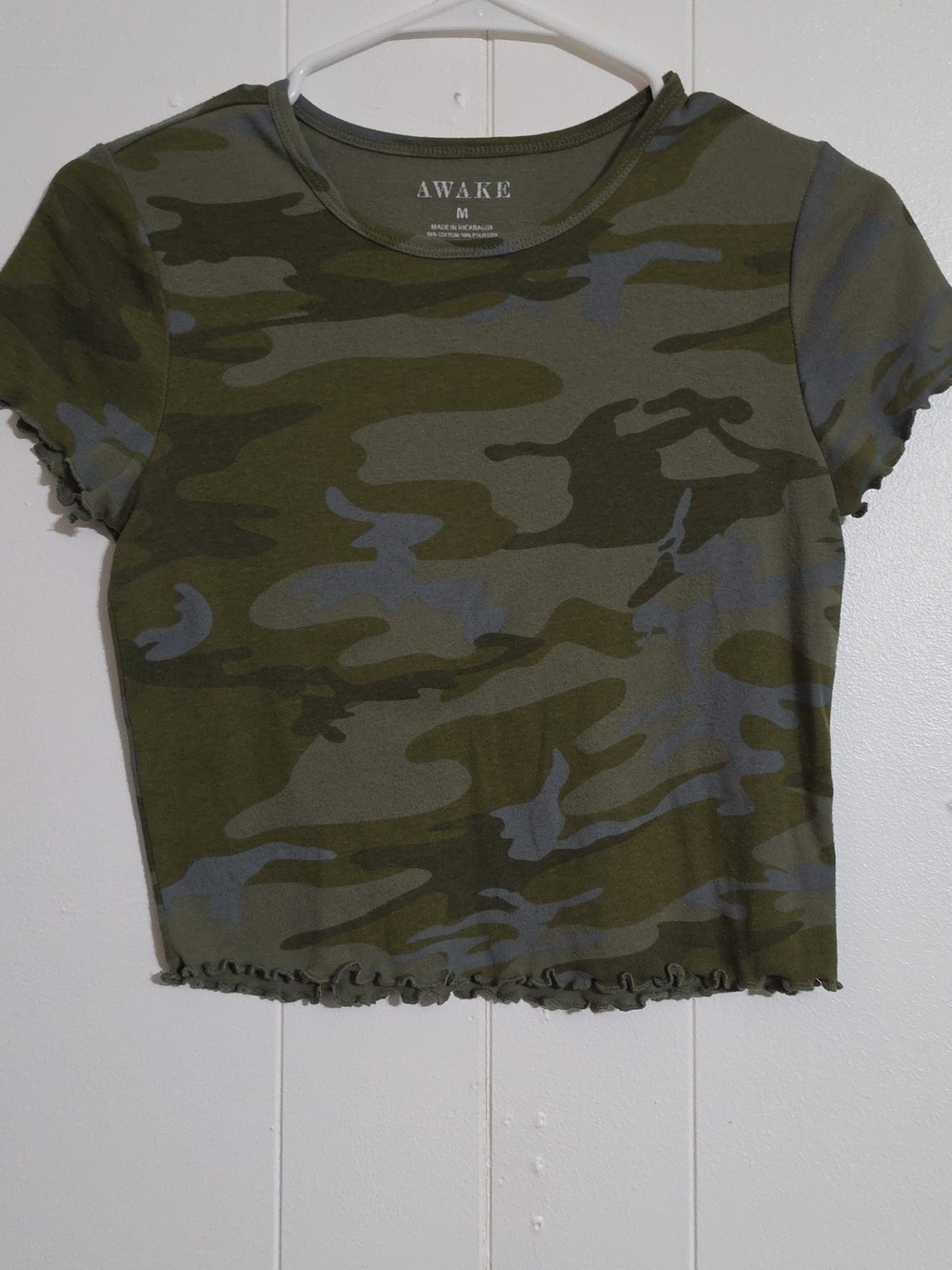 Awake Olive & Gray Camo Crop Top